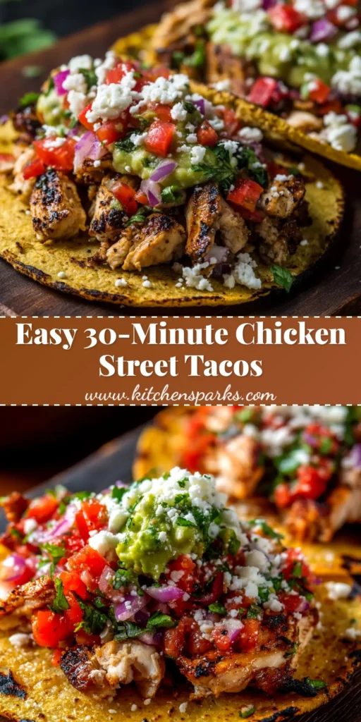 A platter of authentic chicken street tacos topped with fresh cilantro and diced onion, with lime wedges on the side. The perfect easy recipe for dinner.