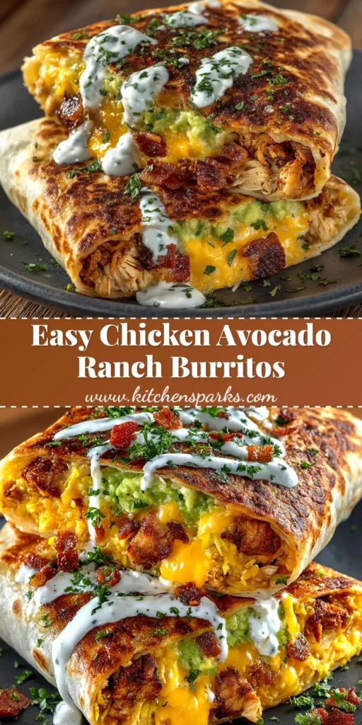 An overhead shot of four golden-brown Chicken Avocado Ranch Burritos arranged on a serving platter, ready to be eaten.