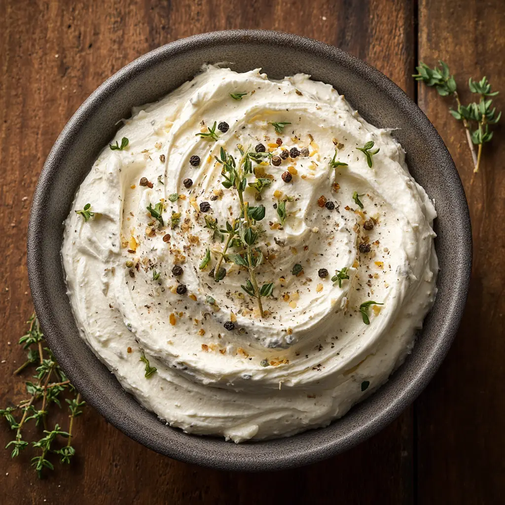 A close-up shot of the Cowboy Cream Cheese dip ingredients being mixed together in a large bowl before baking.