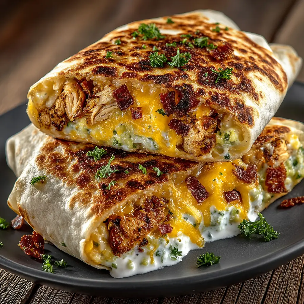 A skillet with golden-brown toasted Chicken Avocado Ranch Burritos, showing the crispy exterior fresh off the heat.