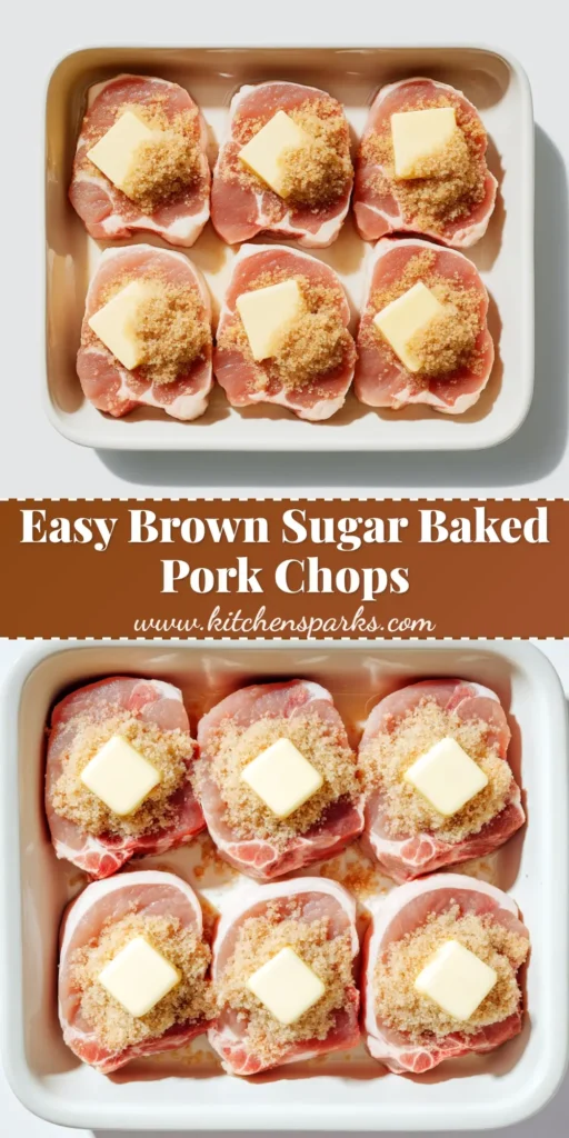 A juicy, pan-seared Brown Sugar Pork Chop in a cast-iron skillet, coated in a sticky, bubbling brown sugar glaze with a fork resting nearby.