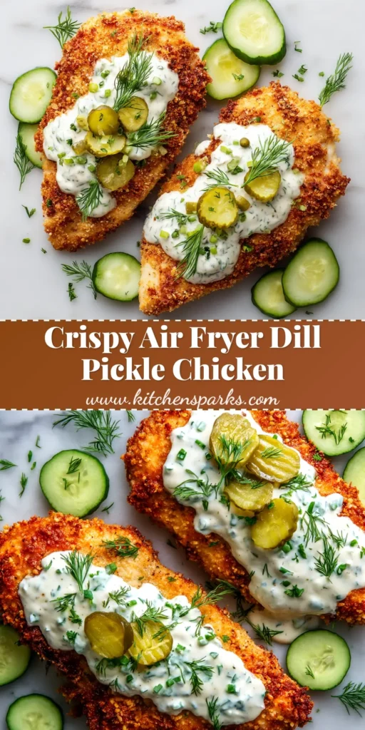 A pin-style image showing perfectly cooked Dill Pickle Parmesan Chicken on a plate with text overlay reading 'The Best Dill Pickle Parmesan Chicken Recipe'.