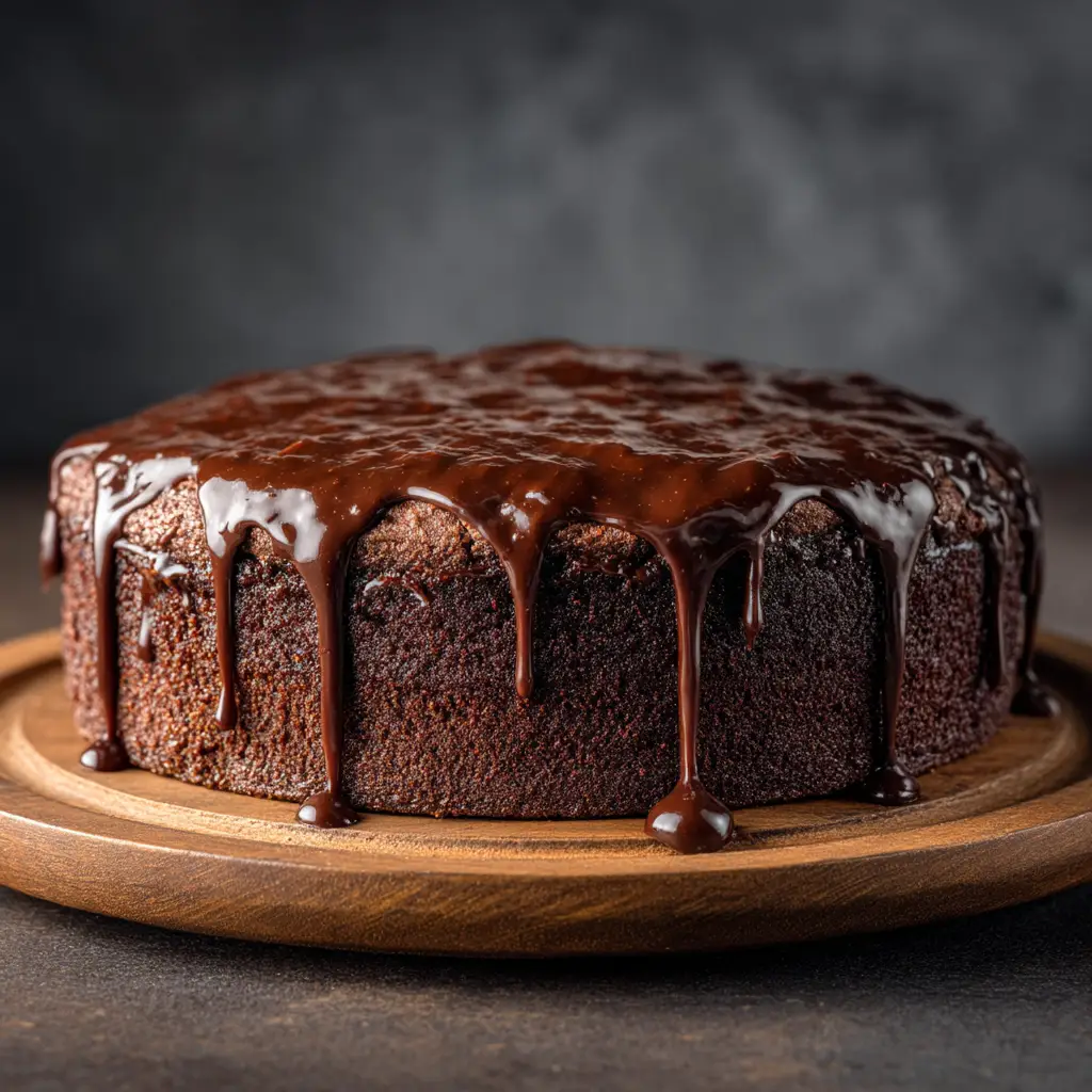 A close-up view of the gooey, fudgy texture inside the chocolate brownie cake.