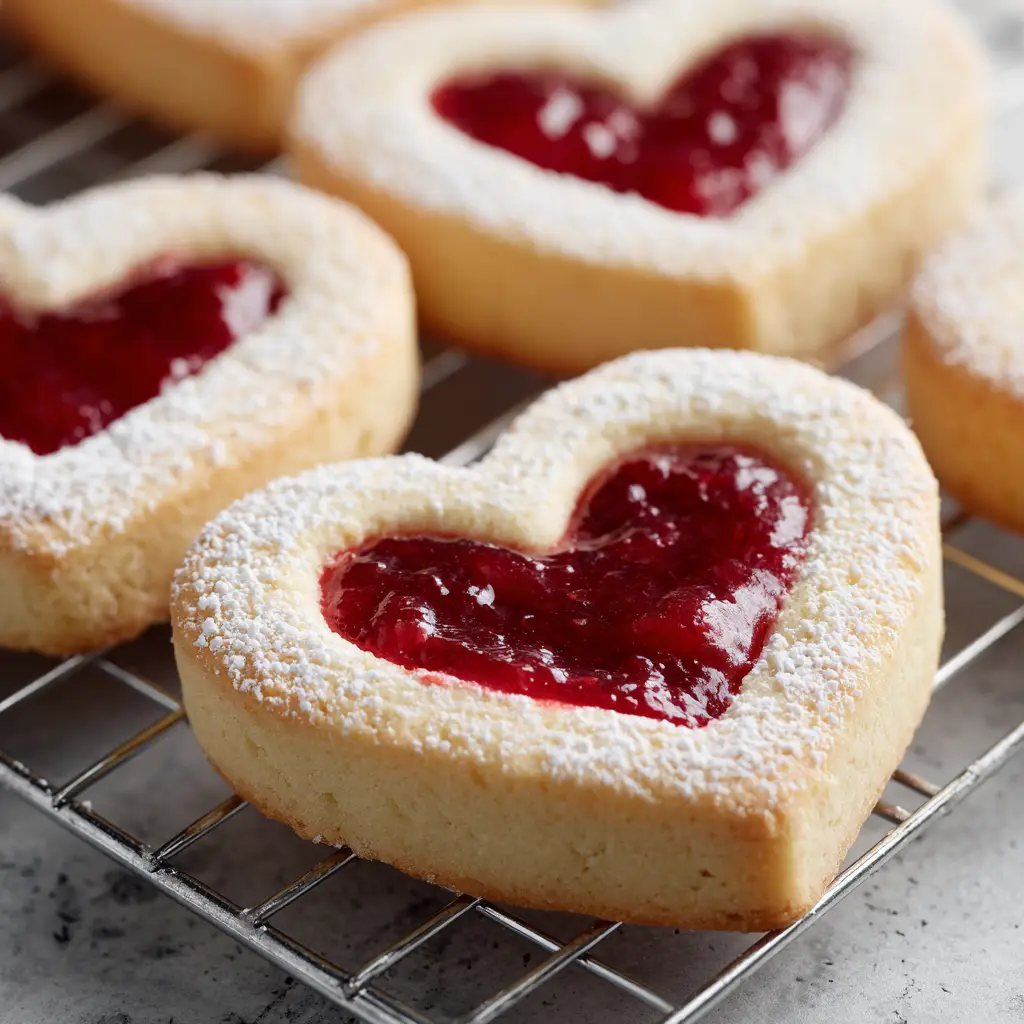 Process shot of making the crumbly base layer dough for Heart-Shaped Strawberry Shortbread Cookies.