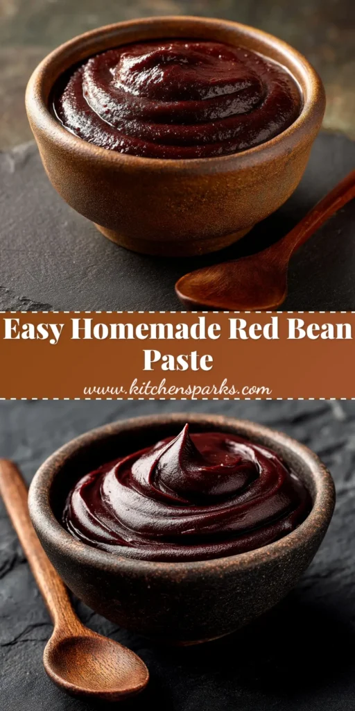 A delicious and easy Red Bean Paste Recipe (Anko) shown in a ceramic bowl. Learn to make this sweet Asian dessert filling for mochi, buns, and more. #redbeanpaste #anko #homemaderecipe