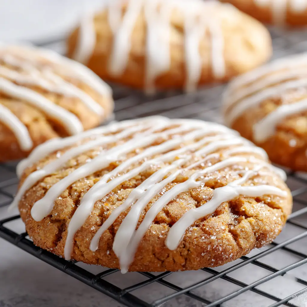 Soft baked round Apple Cider Cookies displaying a cracked cookie surface and sparkling granulated sugar crystals.