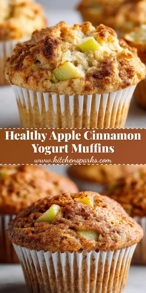 Healthy Apple Cinnamon Muffins freshly baked in white corrugated liners with domed, golden-brown tops.
