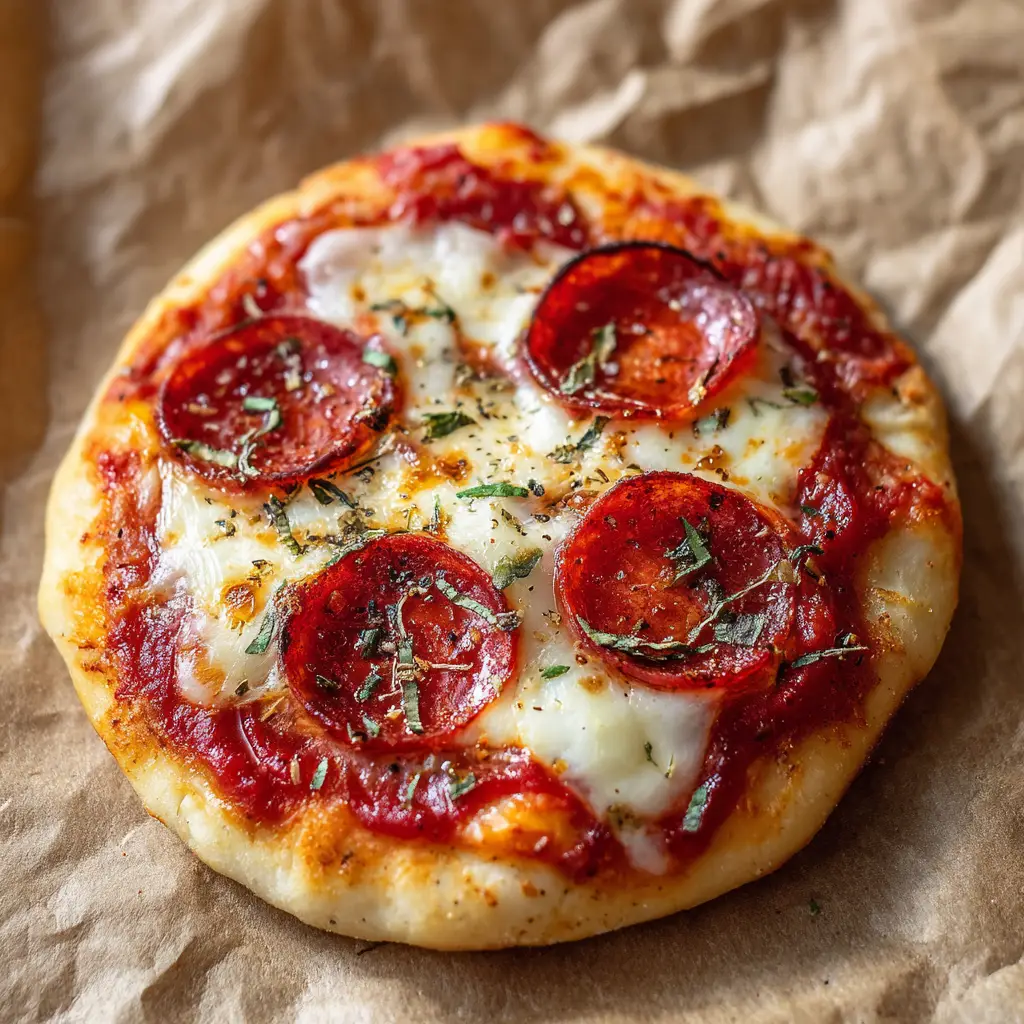Macro shot of curled and slightly charred pepperoni cups on bubbling mozzarella cheese, sprinkled with dried oregano and basil flakes.