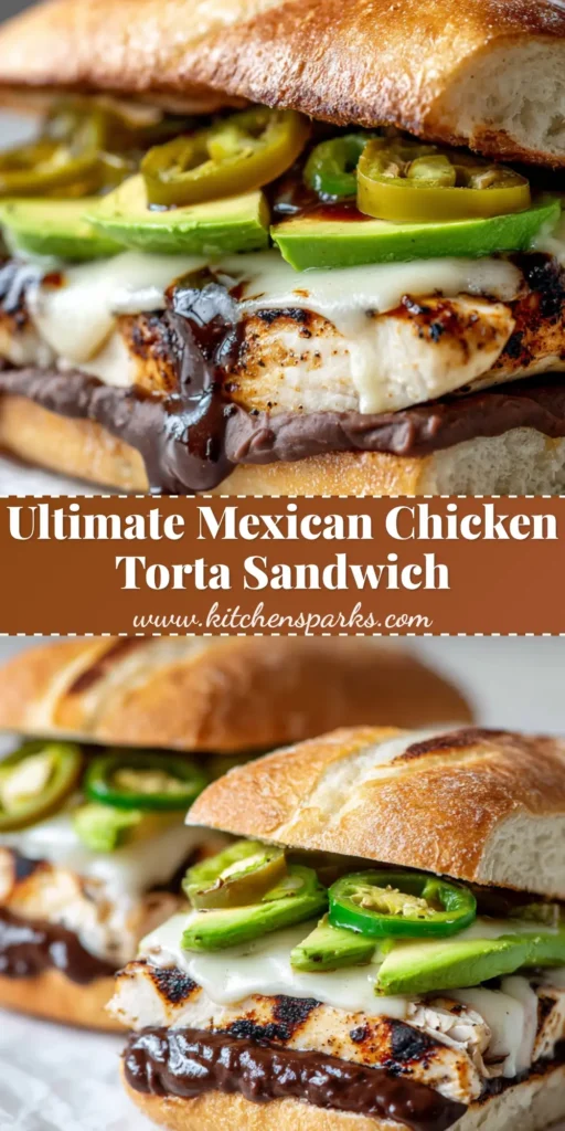 A halved Mexican Chicken Torta Sandwich resting on white parchment paper with heavily melted Oaxaca cheese, charred chicken breast, and fresh avocado on a crusty bolillo roll.