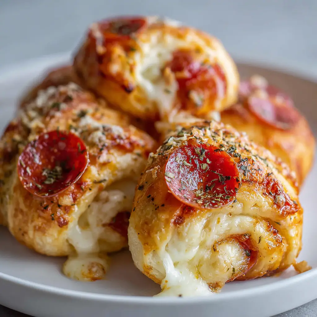 Top view of flaky baked crescent dough sprinkled with green Italian herb flakes and dusted parmesan cheese.