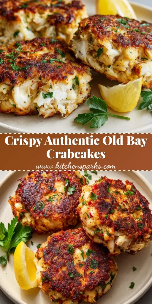 Old Bay Crab Cake Recipe: The Ultimate Maryland-Style Crispy Lump Crab Cakes 4 Three thick Maryland-style crab cakes with a golden-brown crust and visible lump crab meat on a white plate. (Old Bay Crab Cake Recipe)