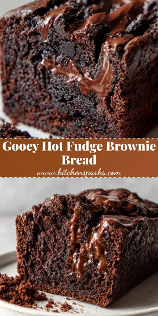 Hot Fudge Brownie Bread with a Crackled Crust 4 A close-up shot of Hot Fudge Brownie Bread showing the crackled top crust and gooey fudge swirls.