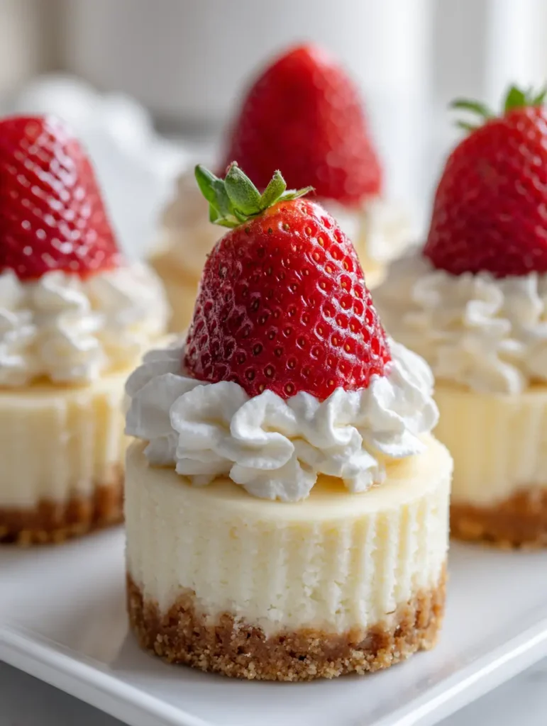 Santa Hat Cheesecake Bites: The Ultimate Festive Holiday Dessert 2 Close-up of a single Santa Hat Cheesecake Bite showing the thick buttery graham cracker crust and smooth ivory cheesecake filling.