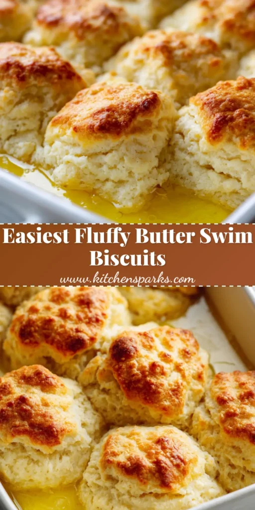Butter Swim Biscuits: The Ultimate Guide to Fluffy, Golden Buttermilk Bliss 4 A stack of fluffy Butter Swim Biscuits showing the deep golden-brown craggy tops and porous white interior, submerged in a pool of yellow butter.