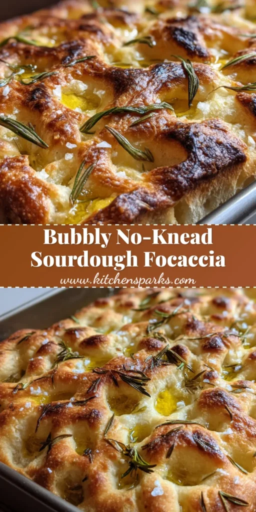 A handheld smartphone photo of a rectangular loaf of sourdough focaccia bread in a dark metal baking pan with large air bubbles and rosemary.