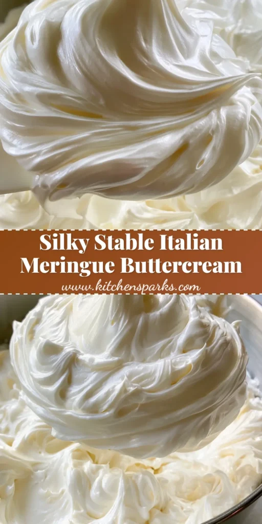 Italian Meringue Buttercream: The Secret to Silky, Glossy Professional Frosting 3 A tall, beautiful swirl of Italian Meringue Buttercream featuring visible vanilla bean specks and a glossy ivory finish.