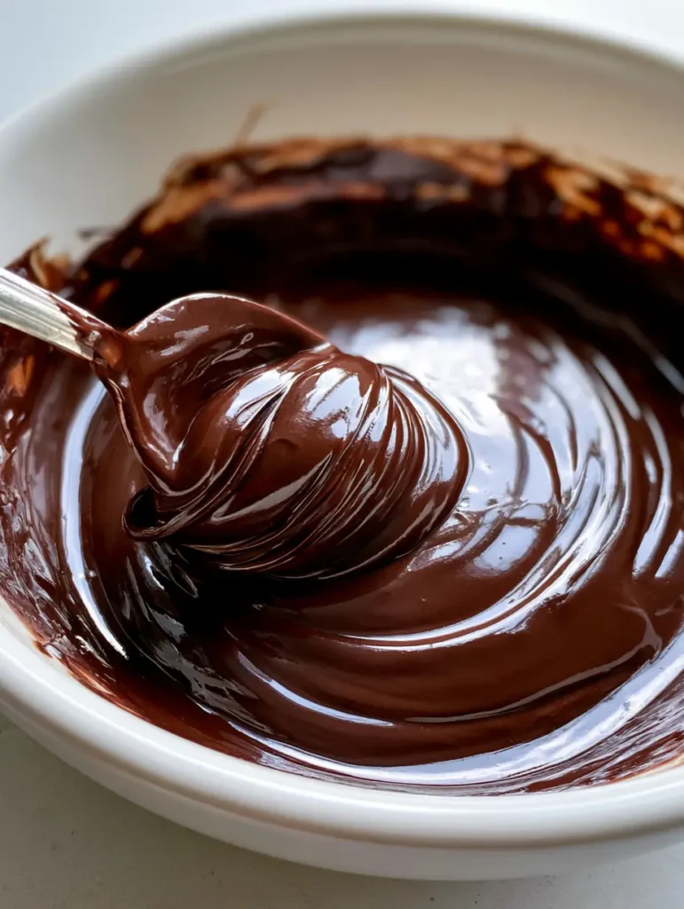 Chocolate Ganache Recipe: The Ultimate Guide to a Velvety, Glossy Finish 1 The smooth, glossy surface of finished chocolate ganache reflecting soft window light.