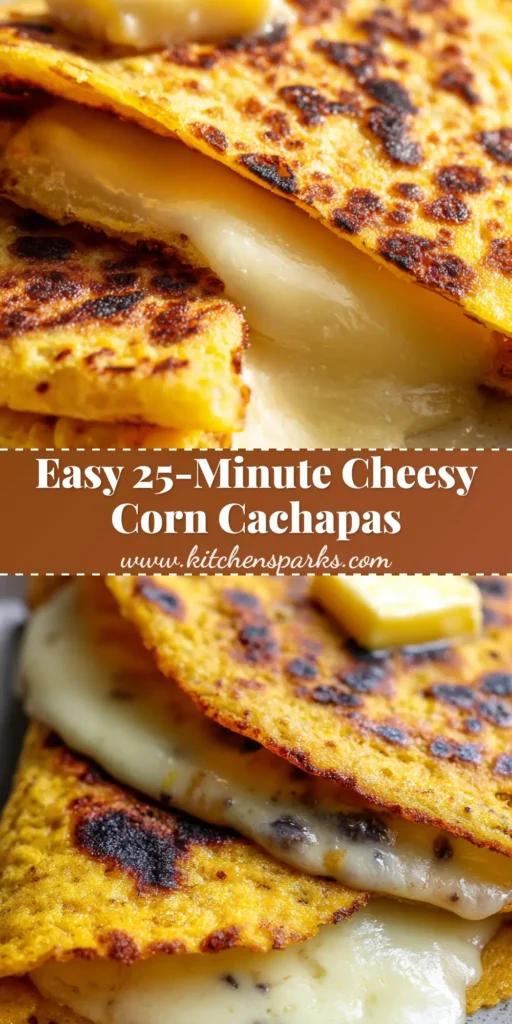 A stack of Venezuelan Sweet Corn Cachapas with melting butter and oozing mozzarella cheese.