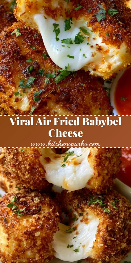 A stack of golden brown Air Fried Babybel Cheese rounds on a white plate with a side of marinara sauce.