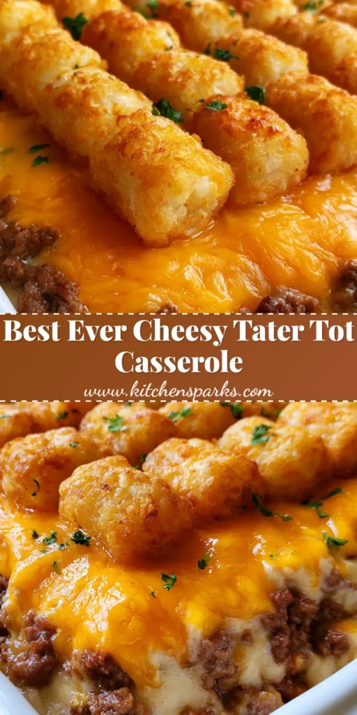 A top-down view of a Tater Tot Casserole featuring a perfect grid of golden-brown crispy tots topped with fresh parsley in a white dish.
