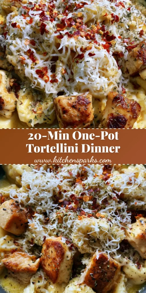 Chicken Tortellini Recipe with Spicy Garlic Butter and Seared Chicken 4 A top-down view of a Chicken Tortellini Recipe featuring seared chicken and a golden garlic butter sauce in a grey bowl.