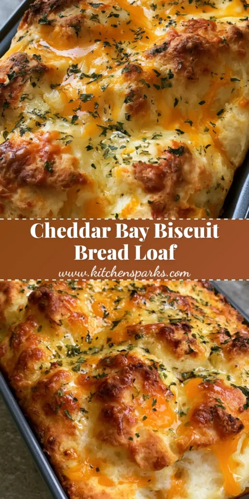 A close-up of a Red Lobster Cheddar Bay Biscuit Loaf with a craggy golden-brown crust and bubbling orange cheese.