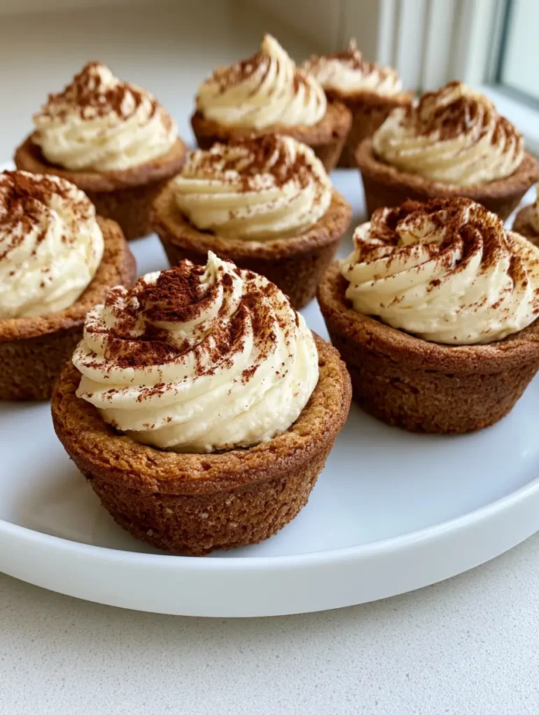 Detailed shot of the velvety texture of the whipped mascarpone cream inside a Tiramisu Cookie Cup.
