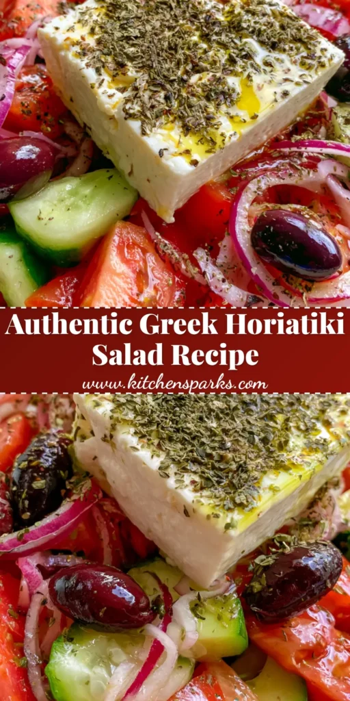 Authentic Greek Horiatiki Salad: The Traditional No-Lettuce Village Recipe 4 A rustic shallow bowl filled with an Authentic Greek Horiatiki Salad featuring juicy tomato wedges, thick cucumber slices, and a large slab of feta topped with oregano.