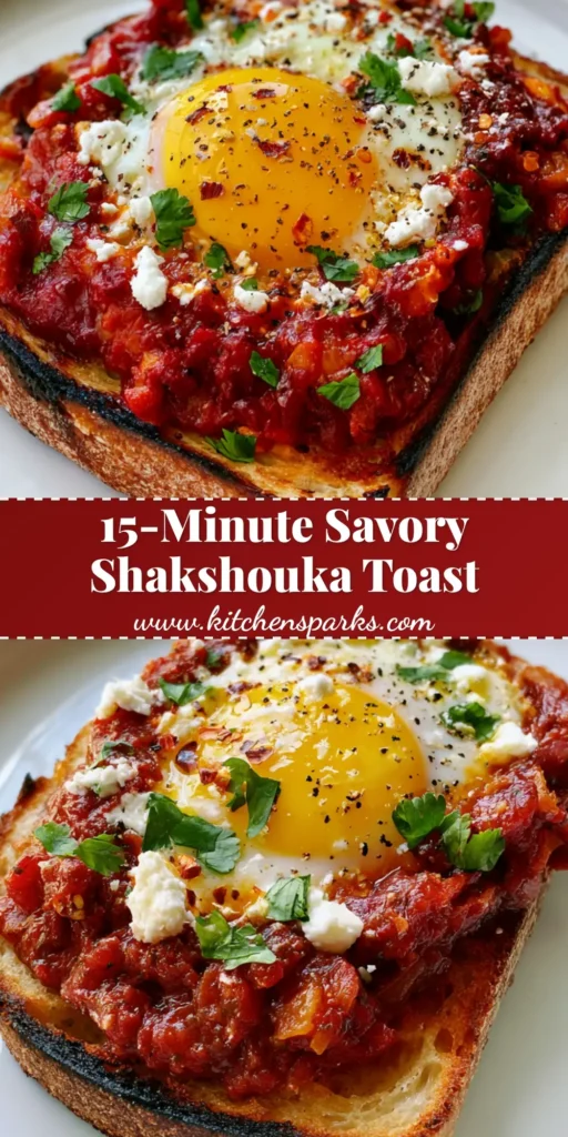 A handheld smartphone photo of Shakshouka Toast featuring thick-cut charred sourdough, chunky red tomato sauce, and a sunny-side-up egg with a runny yolk.