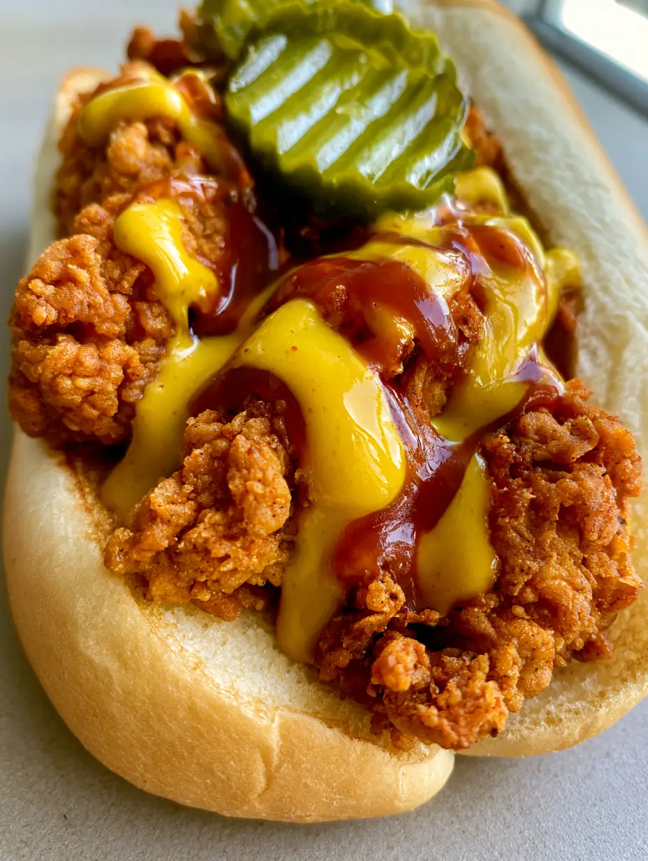 South Carolina Bird Dog Sandwiches: The Crispiest Southern Classic 3 A handheld smartphone photo of South Carolina Bird Dog Sandwiches showing craggy fried chicken and glossy sauces. (South Carolina Bird Dog Sandwiches)
