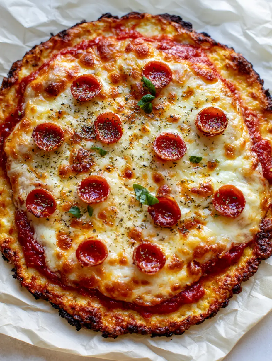 Cottage Cheese Pizza Crust: The Ultimate Crispy, High-Protein Guide 3 Close-up of Cottage Cheese Pizza Crust showing vibrant red sauce, toasted mozzarella spots, and fresh basil.