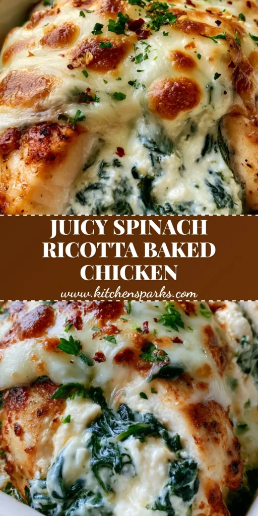 Juicy Spinach Ricotta Chicken breast sliced open to reveal creamy filling in a white dish.