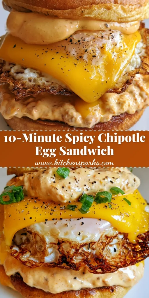 Spicy Chipotle Egg Breakfast Sandwich with Crispy Lacey Edges 4 A close-up handheld photo of a Spicy Chipotle Egg Breakfast Sandwich with a crispy fried egg, melted cheddar, and chipotle aioli on a toasted brioche bun.